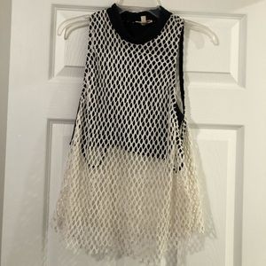 Urban Outfitters Black & White Mesh Streetwear Top